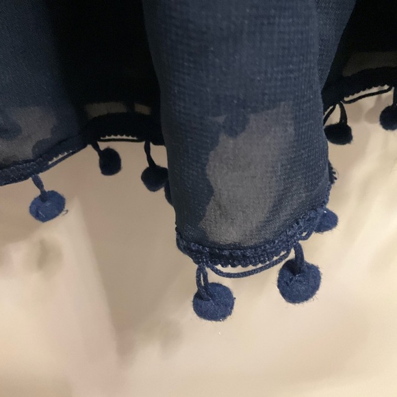 Club Collection 2X Plus Size Navy Tunic Swim Coverup with Pompom Trim - Picture 4 of 9